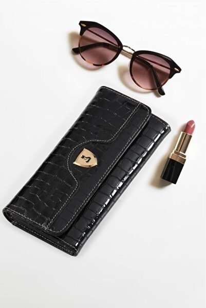 Foxer Asos Hakiki Deri Gold Detaylı Kadın Kartlık ve Cüzdan