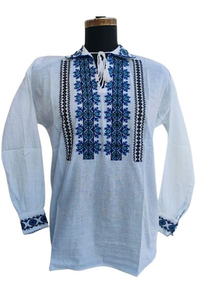 OEM Ie traditionala, broderie, din bumbac, pentru barbati, albastru bleumarin, marime L