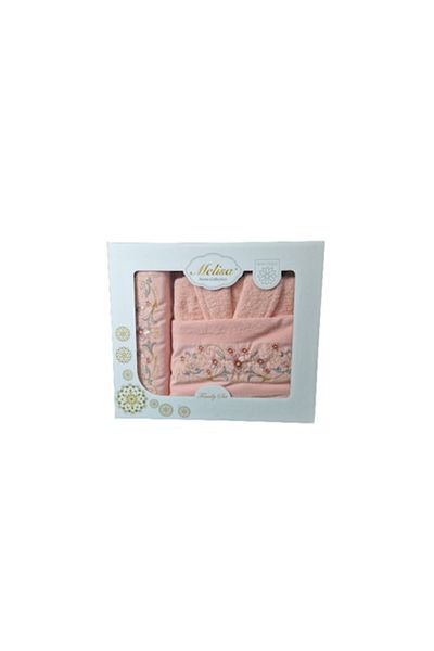 OEM Set pentru baie, 3 piese, Bumbac brodat, 2 prosoape-70x140cm/50x90cm si 1 halat, Roz