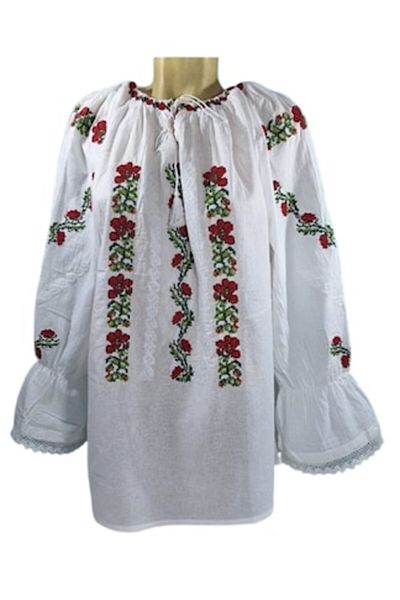 OEM Women's Blouse, Cotton, Traditional Model, Long Sleeve, Multicolor Floral Embroidery, Size 5XL