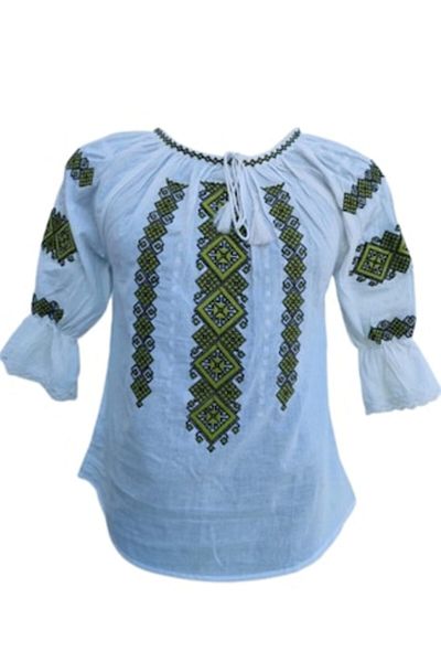 OEM Traditional Women's Blouse, Cotton, White-Beige, Size L
