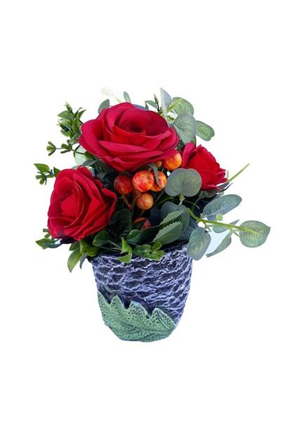 OEM Ghiveci ceramic cu trandafiri și alte plante decorative din plastic 20 cm