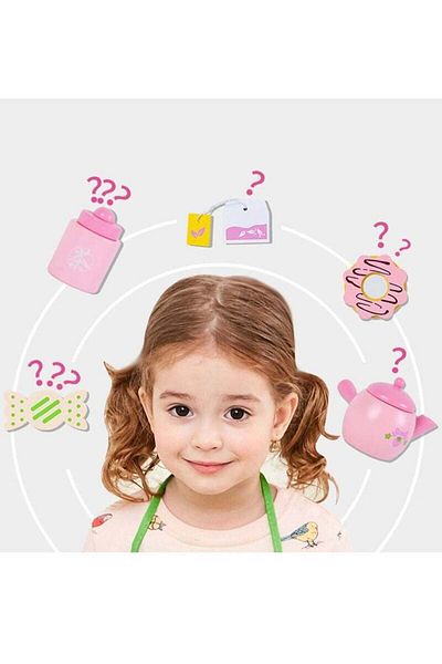COOYA مجموعة شاي خشبية للبنات الصغيرات، ألعاب طعام تظاهرية، إكسسوارات مطبخ للبنات من سن 3 إلى 13 عامًا
