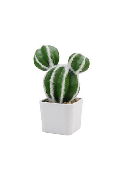 OEM Cactus artificial in ghiveci, PVC/Ceramica, 20x9x9 cm, verde