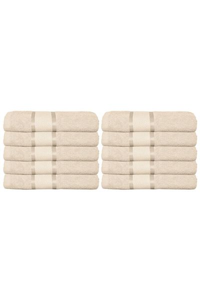 OEM Set 10 bath towels, Cotton, 400g/m², 70x140cm, Beige