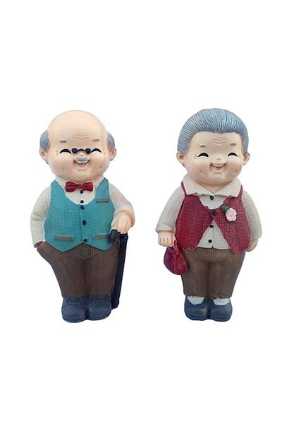OEM Set 2 figurine din rășină, reprezentând bunici la plimbare, 12 cm