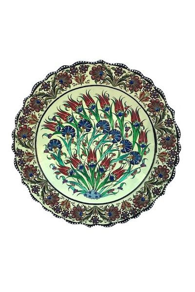 OEM Farfurie decorativă din ceramică cu flori fosforescente pictate manual pe suport de plastic
