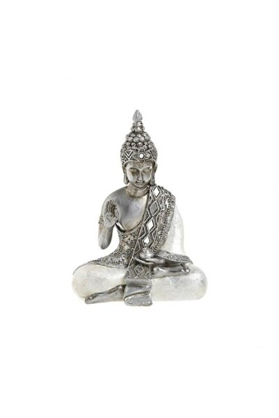 inart Figurină decorativă Buddha din rășină albă, argintie, 15x21cm