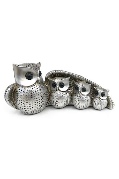 OEM Decorative Resin Owl, 20x10cm, Black-Silver