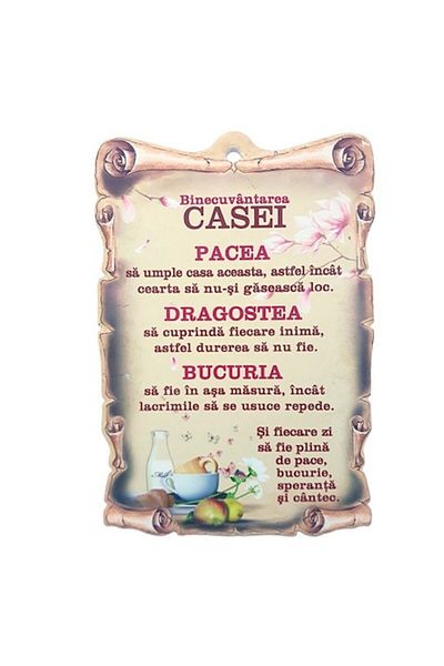 OEM Ceramic Wall Plaque in Scroll Shape 'House Blessing', 22cm, M1
