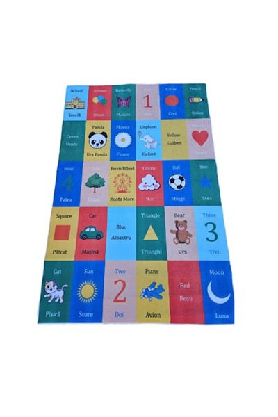 OEM Covor camera copii, Antiderapant, Model Educativ M2, Multicolor, 120X150cm