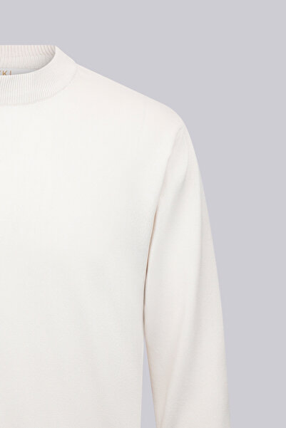 Hatemoğlu Pulover bej cu croiala normala cu gatul de un sfert din raion