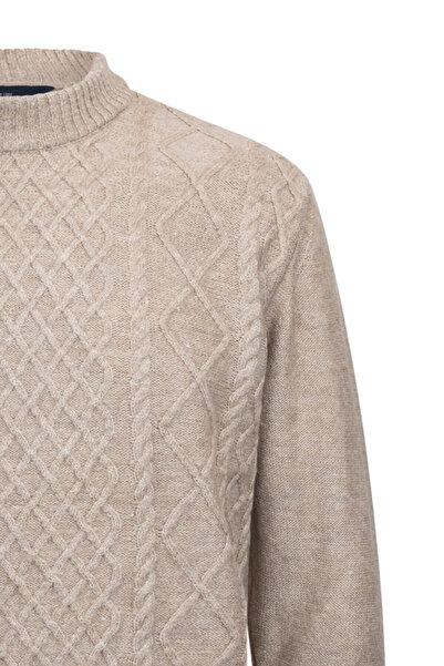 Hatemoğlu Mink Regular Fit Jacquard Quarter Turtleneck Sweater