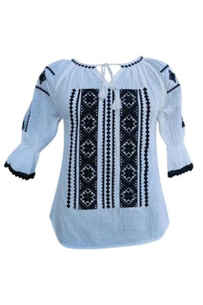 OEM Ie pentru dama, traditionala, bumbac, Negru, marimea L
