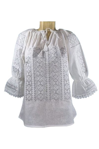 OEM Ie Dama, Bumbac, Maneca 3/4, Model Traditional-Broderie Gri, Marime L