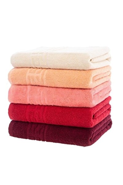 OEM Set 5 face towels, Cotton, Greek Border, 500g/m², 50x90cm, Multicolor