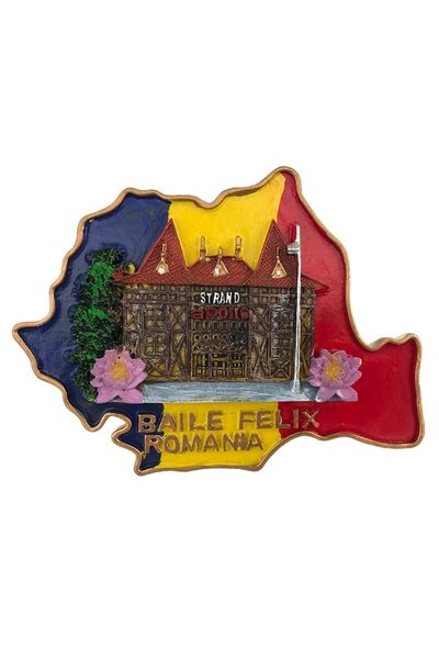 OEM Resin Wall Decoration in Map Shape with Baile Felix, 14x10 cm