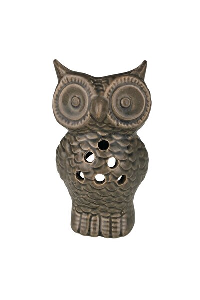 OEM Owl-Shaped Candle Holder, Gray, Ceramic, 8x15 cm