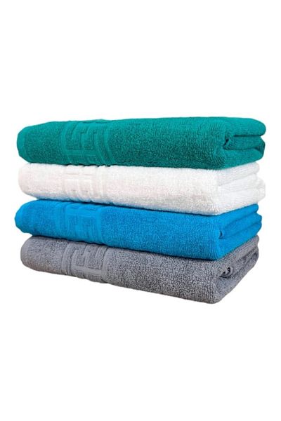OEM Set 4 prosoape de baie, Bumbac, Bordura Greceasca, 500g/m², 70x140cm, Multicolor, M1