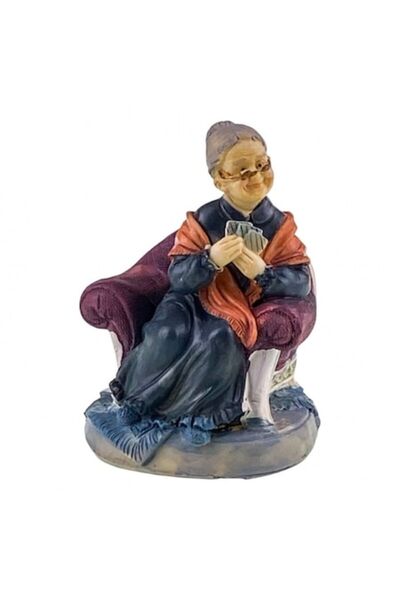 OEM Baba din rasina cu carti de joc, pe scaun, 8x11 cm