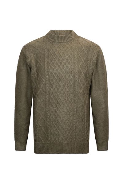 Hatemoğlu Khaki Regular Fit Jacquard Quarter Turtleneck Sweater