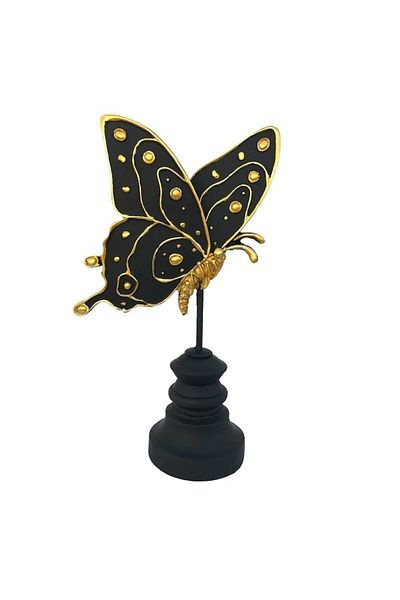 OEM Decoratiune din rasina, Fluture, 15x26cm, Negru-Auriu