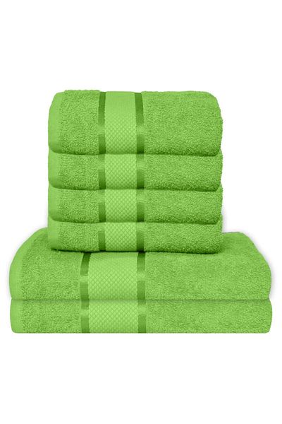 OEM Set 6 prosoape de baie, Bumbac, Uni, 400g/m², 50x90cm/70x140cm, Verde Mar