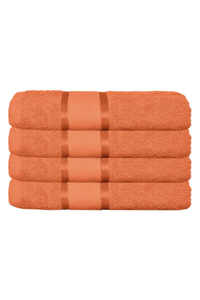 OEM Set 4 prosoape de mână, Bumbac, Uni, 400g/m², 30x50cm, Portocaliu