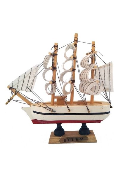 OEM Corabie decorativa din lemn.13x13 cm alb