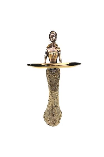 OEM Decoratiune din rasina, African Woman, 23x46cm, Auriu-Negru