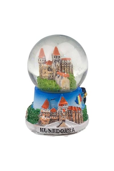 OEM Glob din sticla cu apa, pe postament din rasina, cu Baile Herculane, 5x7 cm, multicolor