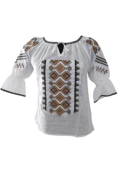 OEM Women's Traditional Embroidered Blouse, Black-Beige, Cotton, Size 3XL
