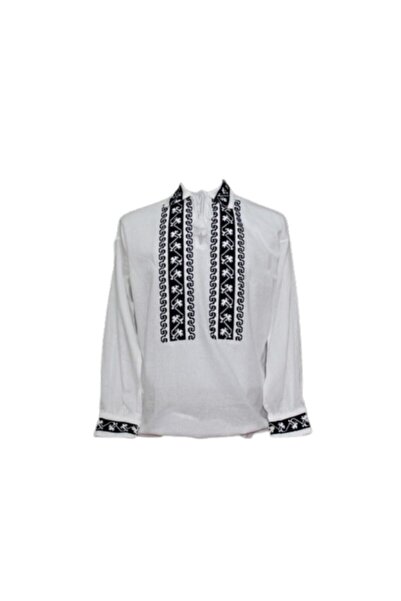 OEM Bluza tip ie Barbati, Model Traditional, Maneca Lunga, Bumbac, Broderie Negru, Marime S