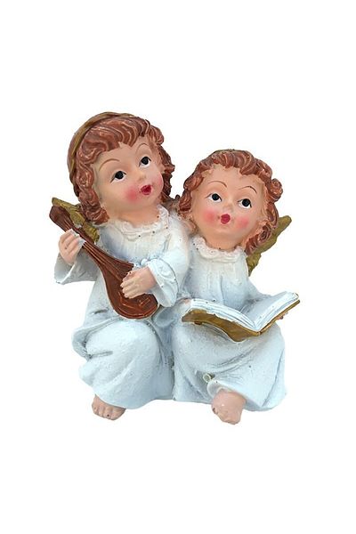 OEM Decoratiune din rasina, Ingerasi cu Instrumente Muzicale, 10x9cm, Multicolor, M1