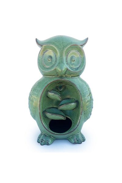 OEM Suport de lumânare ceramică în formă de bufniță cu con parfumat, 16 cm, verde