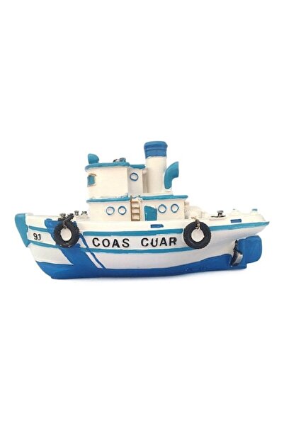 OEM Decorațiune din rășină în formă de barcă de patrulare, albastră, 14 cm