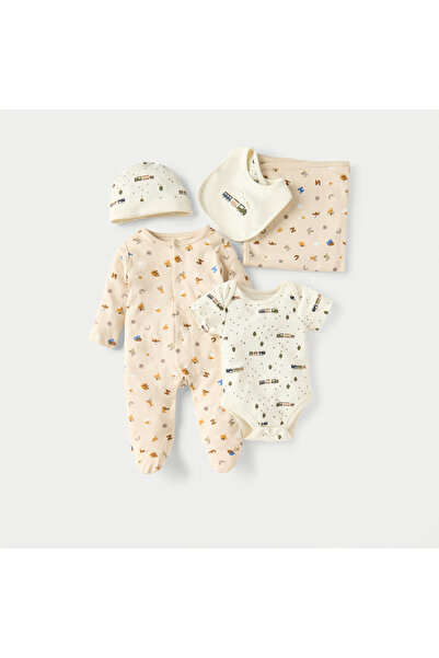 Juniors مجموعة هدايا ملابس مطبوعة بأحرف أبجدية، مكونة من 6 قطع