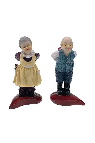 OEM Set 2 Decorative Figures, Kissing Grandparents, 5x11cm, Multicolor