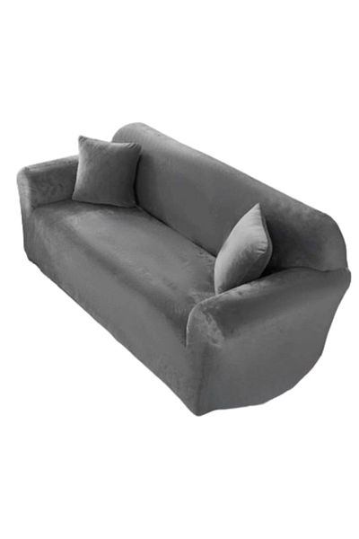 JOJO HOME Elastic Sofa Cover Jojo Home Velvet Gray for 2-Seater