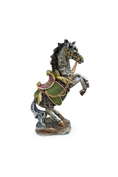 OEM Decorațiune din rășină cu cal în picioare, cu șa și lanț, 12x19 cm