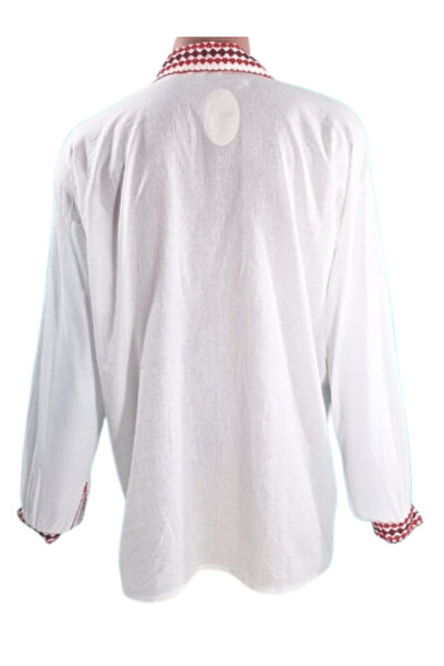 OEM Ie Traditionala Barbati, Broderie Rosu-Negru, Maneca Lunga, Bumbac, Marime M