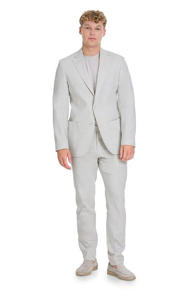 Hatemoğlu Beige Slim Fit Mono Collar Linen Suit