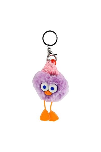OEM Keychain from textile material, owl, 6X12 cm purple