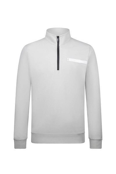 Hatemoğlu Gray Regular Fit Zippered Half Turtleneck Cotton Sweatshirt