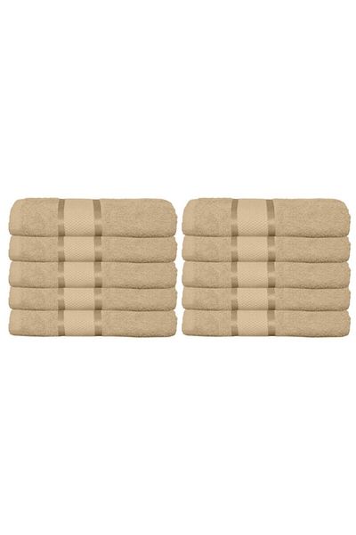 OEM Set 10 bathroom towels, Cotton, Uni, 400g/m², 70x140cm, Light Brown