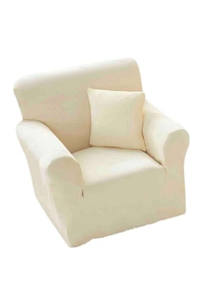 JOJO HOME Husă elastică pentru scaun, catifea, Jojo Home, culoare uni, S-90x130cm, alb perlat