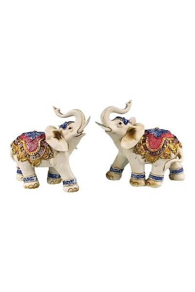 OEM Set din rasina format din 2 elefanti, 19x21 cm, multicolor