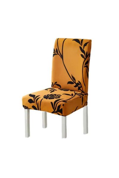 JOJO HOME Set 4 huse de scaun, Jojo Home, imprimeu cu trandafiri, galben-negru
