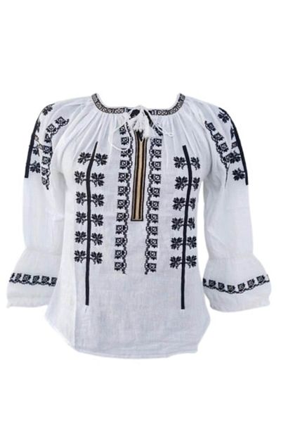 OEM Bluza tip ie dama, Broderie Negru, Model Traditional, Bumbac, Maneca Lunga, Marime S