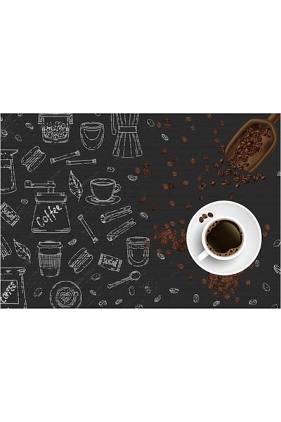 OEM Kitchen Rug, Anti-Slip, Coffee Design, Multicolor, 80x150cm
